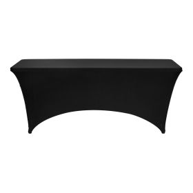 VEVOR 3 Pack Table Cloth for 6FT Rectangular Fitted Events, Wrinkle-Resistant Stretch Black Table Covers, Washable Spandex Tablecloth Protector