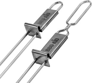 Premium Barbecue Double Pronged Stainless Steel Skewers for Grilling - Quick Release Kebab Sticks for Veggies & More