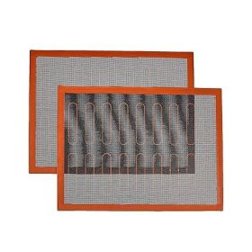 Silicone Non-Stick Eclair Baking Mat, Reusable, Easy to Clean, 2 Pack, Black/Red/White, Rectangular, 15.7" x 11.8"