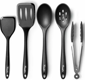 Silicone Cooking Utensils Set, Heat Resistant and large Non Stick Spatulas & Spoons for Kitchen, Ideal BPA Free Kitchen Turners for Frying, Mixin