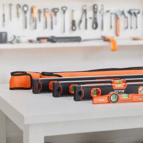 VEVOR 4-Piece Torpedo Level, 48/24/16/10 Inch Box Levels Set, Fluorescent Light Up Bubble Vials Ruler for 45/90/180 Degree
