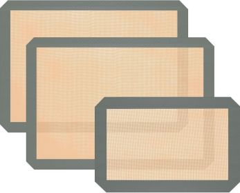 Silicone Baking Mat, 3 Pack Reusable Baking Mat, Non-Stick, Food Safe Silicone Mats for Baking, Oven Baking Sheet for Making Cookies, Macaroons, (Color: gray)