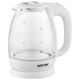 Better Chef 7-Cup Cordless Electric Borosilicate Glass Kettle with LED Light (Color: White)